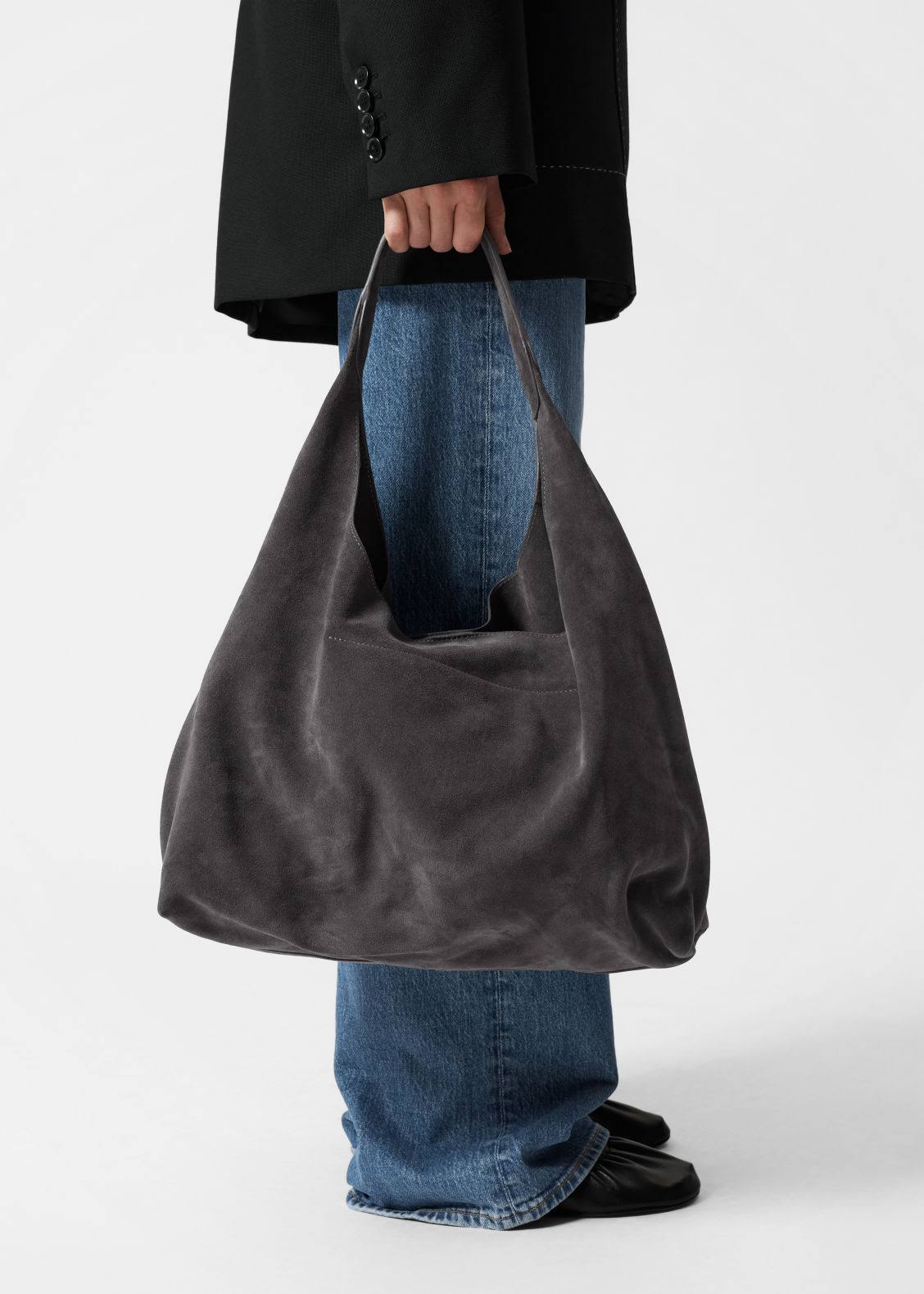 & Other Stories - Large Suede Tote Bag - Grey - Women - One Size