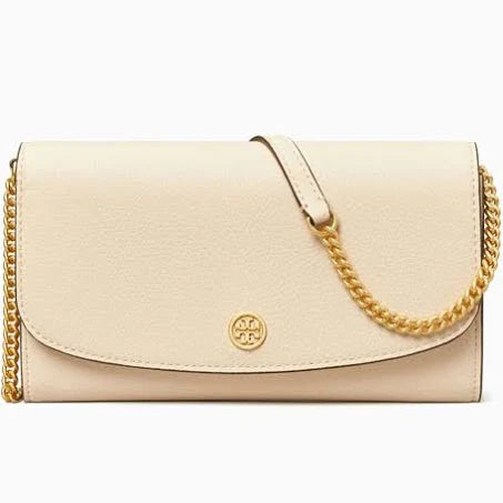 Tory Burch Women's Robinson Pebbled Chain Wallet, One Size