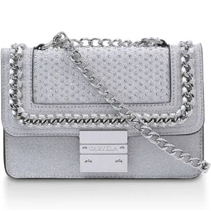 Carvela - 'Mini Bailey Cross Body' Glitter Bag - Silver