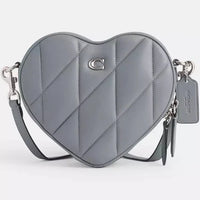 Thumbnail for $350 Coach Heart Crossbody With Quilting Grey Blue Nappa Leather