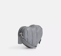 Thumbnail for $350 Coach Heart Crossbody With Quilting Grey Blue Nappa Leather