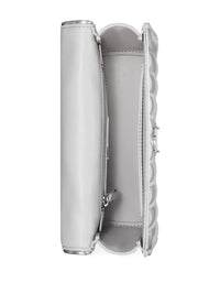 Thumbnail for Tory Burch Small Fleming Metallic Quilted Convertible Shoulder Bag - Silver Size ...