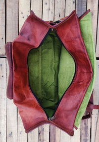 Thumbnail for Leather Duffle Bag Handmade Leather Weekender Gym Bag Men Vacation Duffel Bag ...