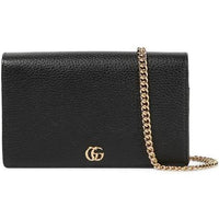 Thumbnail for Gucci Gg Marmont Leather Mini Chain Bag, Black, Leather