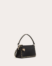 Thumbnail for Valentino Garavani Small Rockstud Grainy Calfskin Crossbody Bag Woman Black Onesize