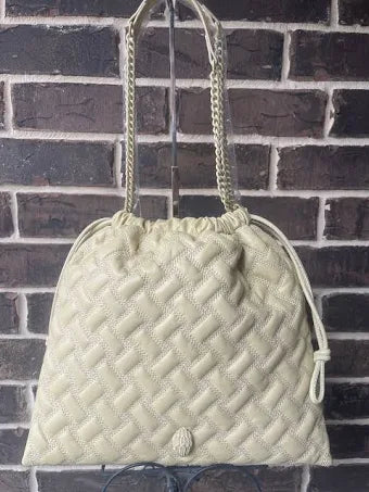 $285 Kurt Geiger Solid Kensington Drench Drawstring Tote Shoulder Bag