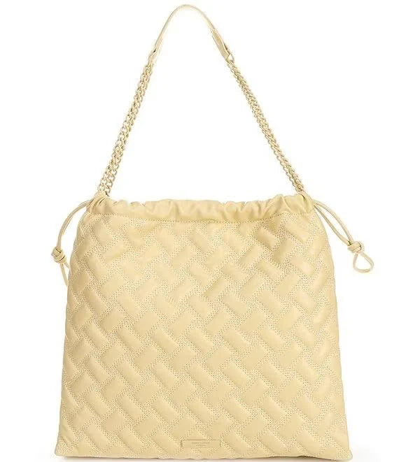 $285 Kurt Geiger Solid Kensington Drench Drawstring Tote Shoulder Bag