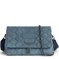 Thumbnail for ZADIG & VOLTAIRE Rocky Denim Glitter Quilted Bag Storm