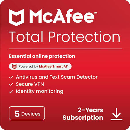 McAfee Total Protection 5-Device 2025 | 2-Years | Security Software Includes ...