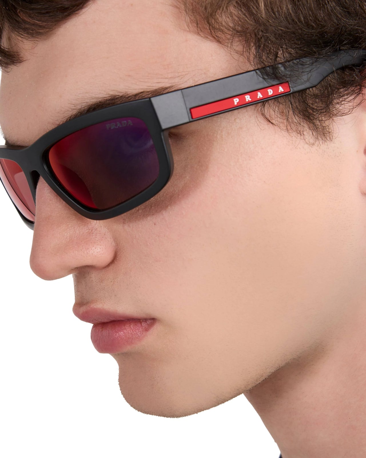 Prada Linea Rossa Sunglasses, Men, Red Lenses