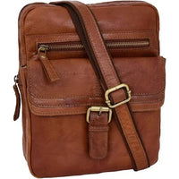 Thumbnail for A1 Fashion Goods Genuine Vintage Tan Leather Cross Body Bag For Mens Rugged Zip ...