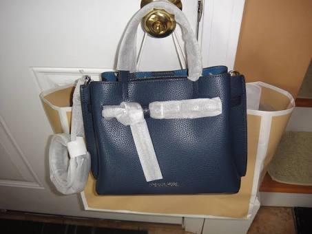 Michael Kors Emilia Small Navy Blue Marine Satchel Crossbody Bag