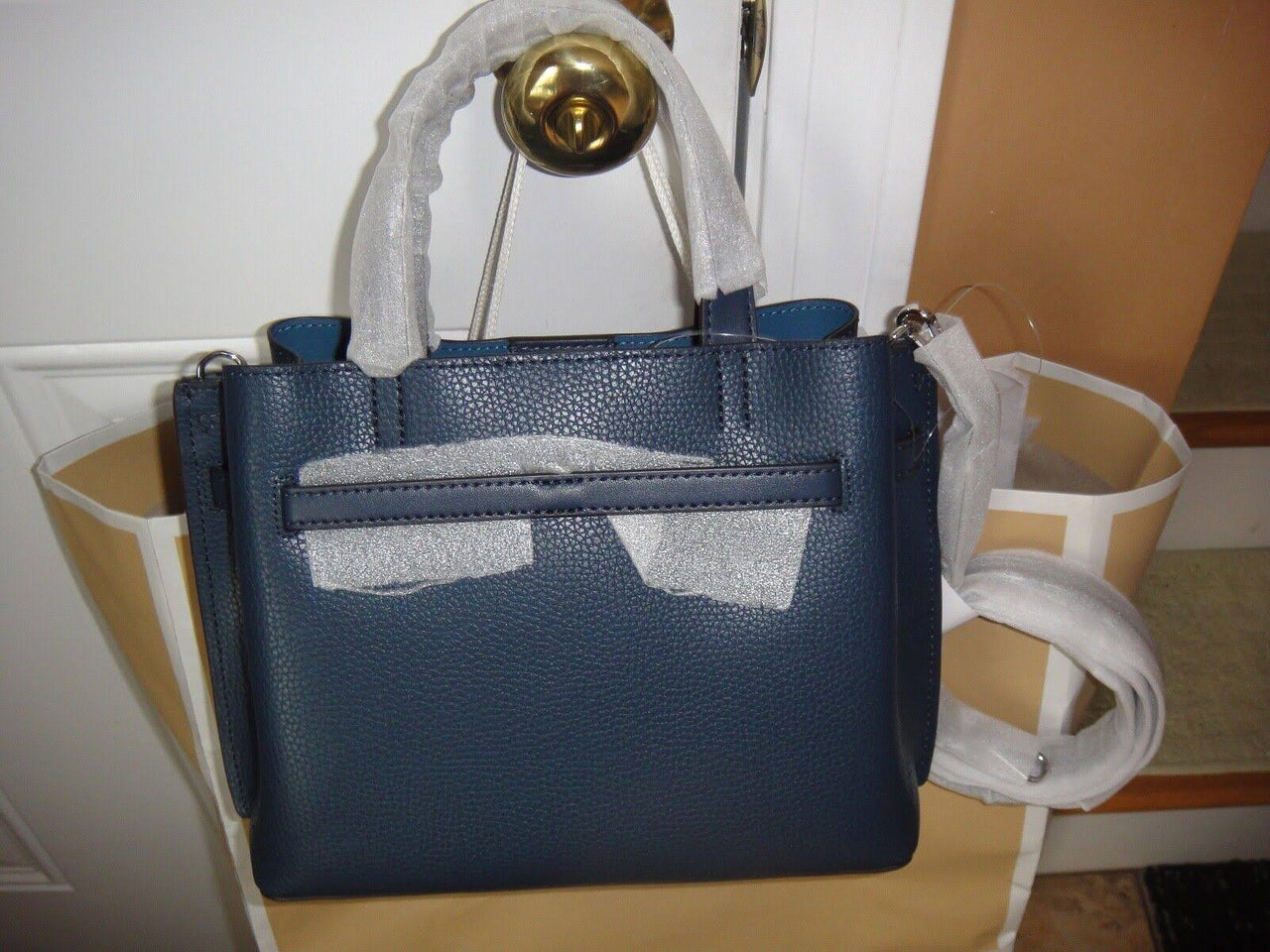 Michael Kors Emilia Small Navy Blue Marine Satchel Crossbody Bag