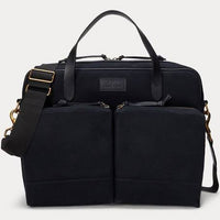Thumbnail for Polo Ralph Lauren - Leather-Trim Canvas Commuter Bag - Mens - Black - One Size