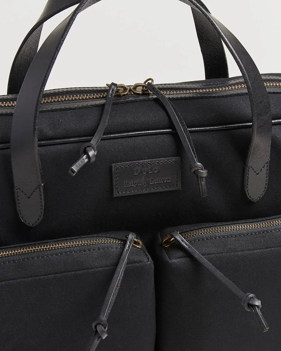 Polo Ralph Lauren - Leather-Trim Canvas Commuter Bag - Mens - Black - One Size