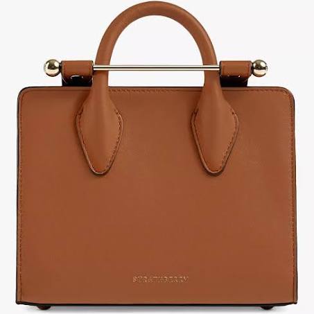Strathberry Nano Leather Mini Tote Bag, Chestnut