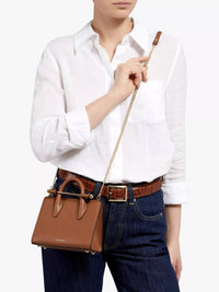 Thumbnail for Strathberry Nano Leather Mini Tote Bag, Chestnut
