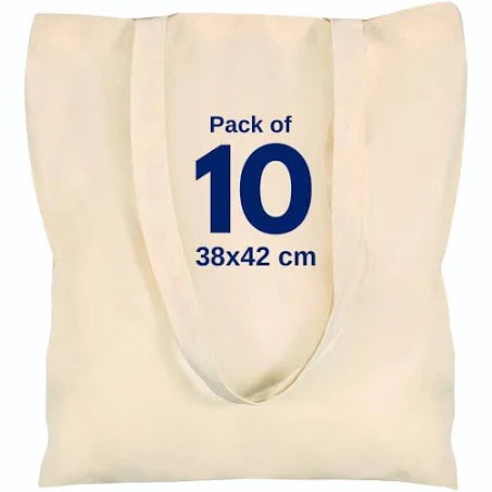 Drapes & Decor Cotton Canvas Plain Tote Bags To Decorate in Bulk Pack of 3/5/10 ...