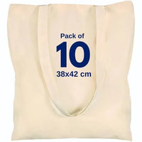 Thumbnail for Drapes & Decor Cotton Canvas Plain Tote Bags To Decorate in Bulk Pack of 3/5/10 ...