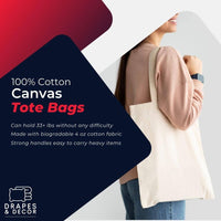 Thumbnail for Drapes & Decor Cotton Canvas Plain Tote Bags To Decorate in Bulk Pack of 3/5/10 ...