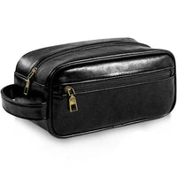 Thumbnail for Mens PU Leather Toiletry Bag, Dark Brown Hanging Washbag Waterproof Travel ...