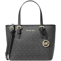 Thumbnail for Michael Kors Jet Set Travel Extra-Small Tote Bag - Black Logo Canvas