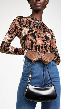 Thumbnail for Staud Black Leather Ollie Bag