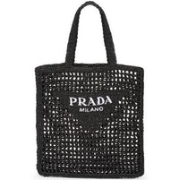 Thumbnail for Prada Raffia Tote Bag - Black - One Size