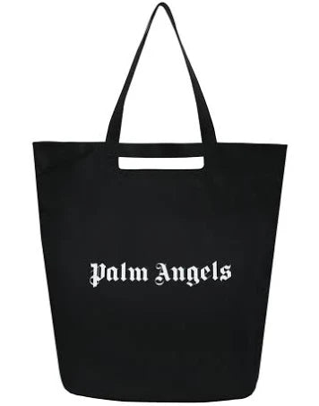 PALM ANGELS Black Logo Shopper Bag