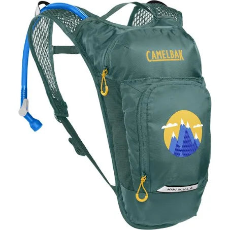 Camelbak Mini M.U.L.E. Kids 3L Hydration Pack with 1.5L Reservoir | Green/ Mountains