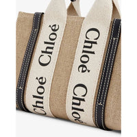 Thumbnail for Womens Chloe Woody Mini Cotton-Canvas Tote Bag White/Blue