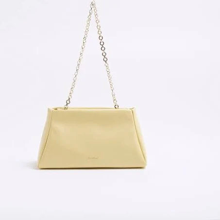 Womens River Island Yellow Faux Leather Structured Clutch Bag - Yellow