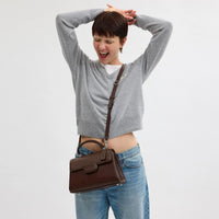Thumbnail for Coach Eliza Top Handle Bag in Silver/Maple - Elegant & Versatile