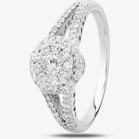 Thumbnail for 9ct White Gold Diamond Halo Cluster Ring