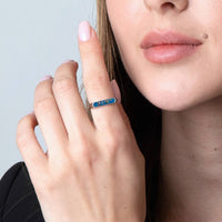 Thumbnail for 'YESHUA' in Hebrew with 'JESUS' Inside - Sterling Silver Ring - Sea Enamel