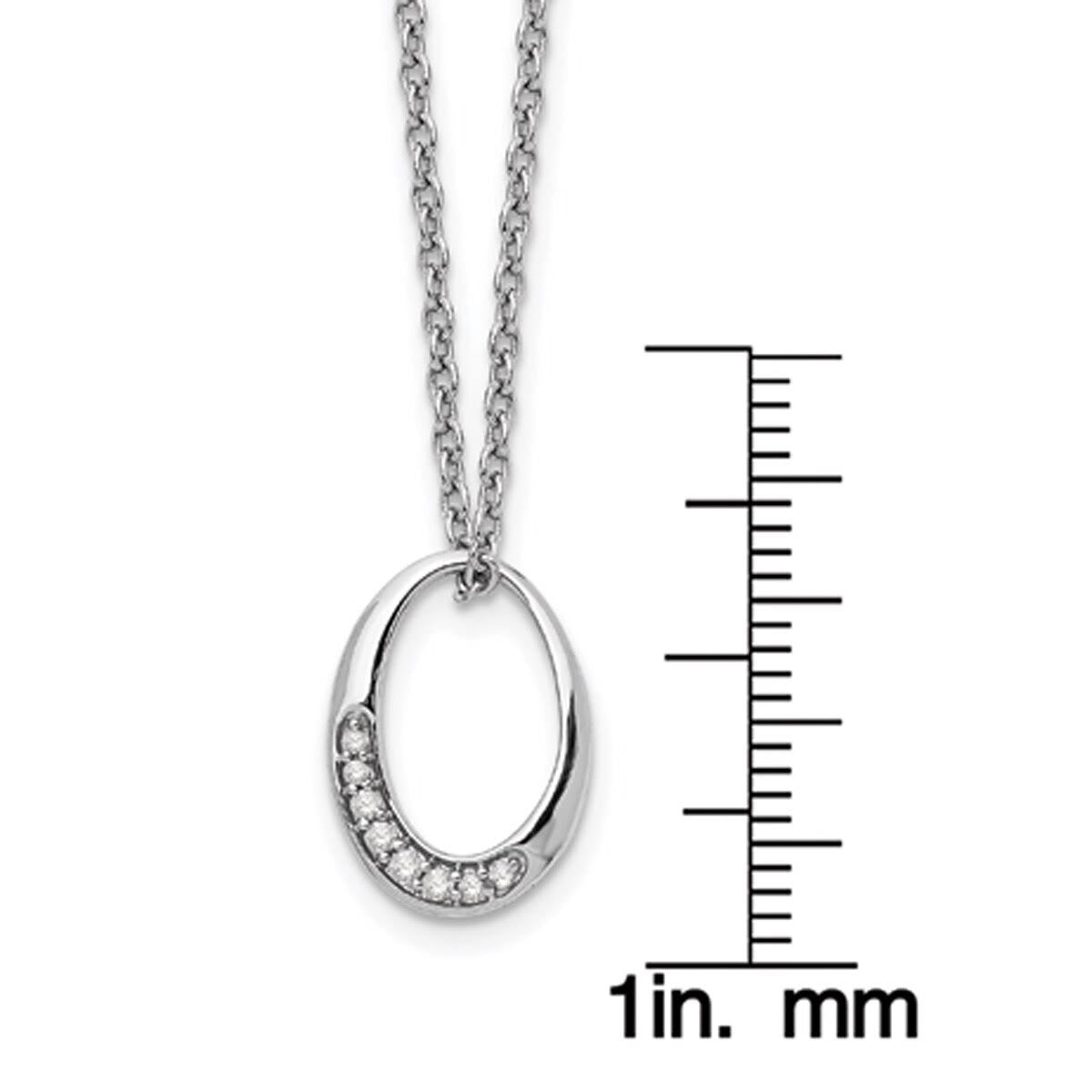 Black Bow Jewelry .925 Sterling Silver Oval Diamond Necklace