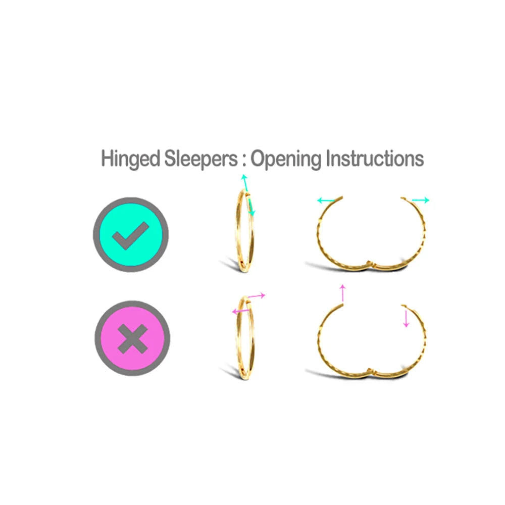 Solid 9ct Gold Hinged Sleeper 1mm Hoop Earrings