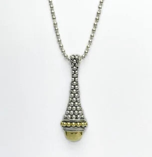 Lagos Signature Caviar Sterling Silver & 18k Gold Pendant Necklace,