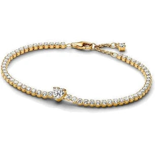 Pandora Gold Sparkling Heart Tennis Bracelet