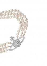 Thumbnail for Vivienne Westwood Three Row Pearl Bas Relief Choker
