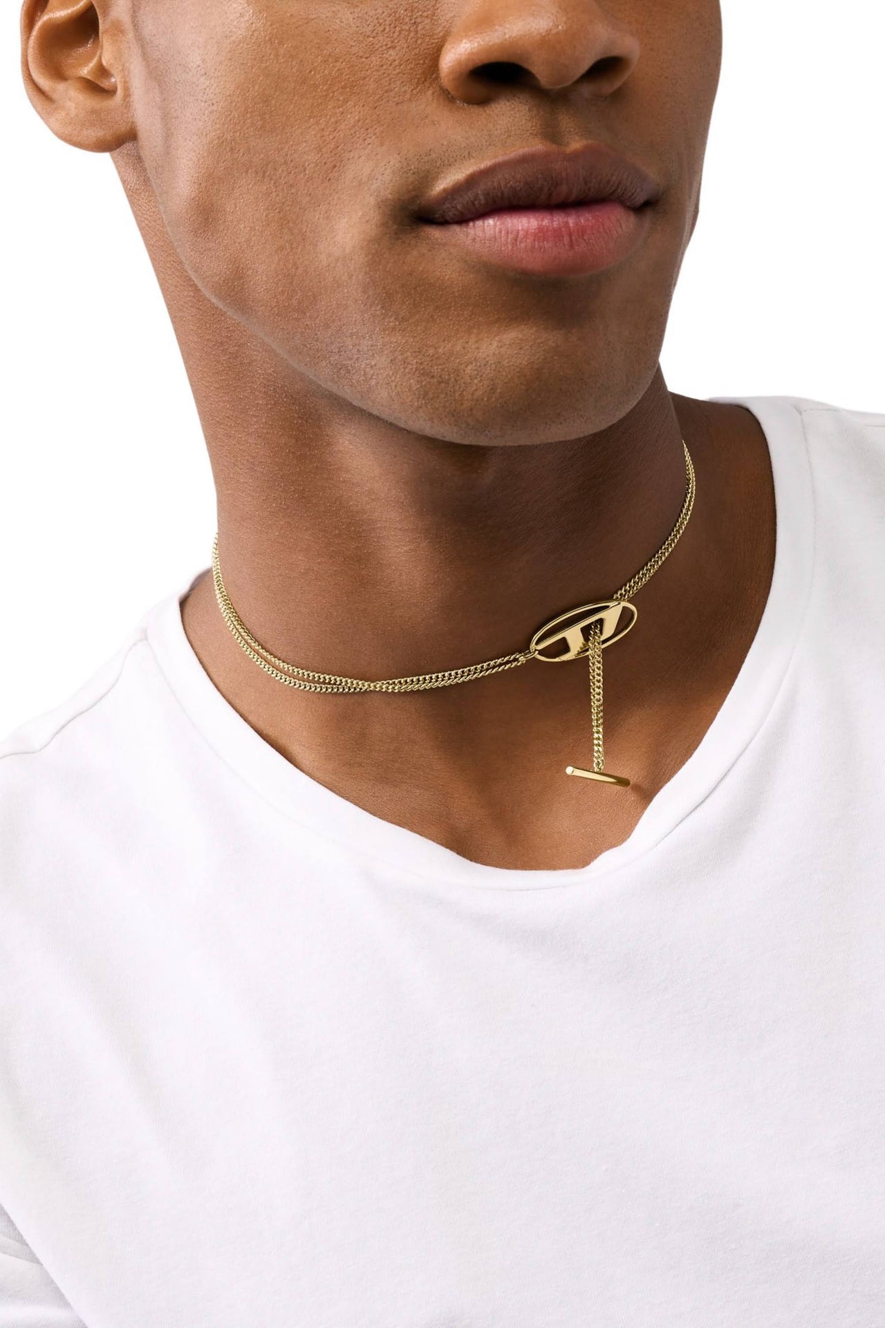 アクセサリー DIESEL Gold-Tone Stainless Steel Chain Diesel Unisex Gold-Tone Stainless Steel Chain Necklace