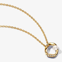 Thumbnail for ladies Pandora Organically Shaped Pavé Circle & Treated Freshwater Cultured Pearl Collier Necklace