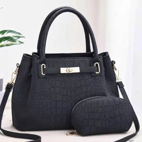 ladiesgenuineleatherhandbagblack